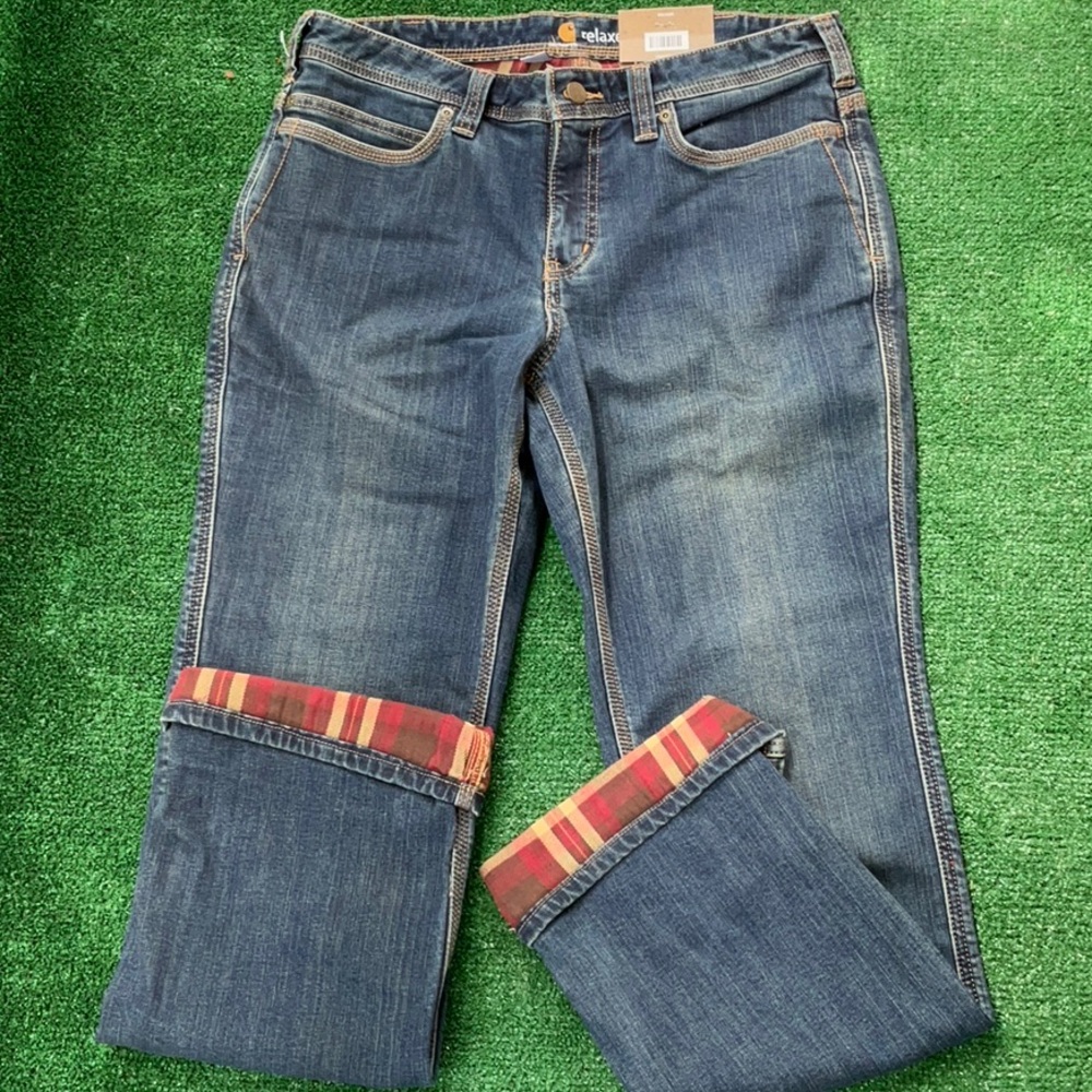 Carhartt Women’s Relaxed Fit Flannel Lined Jean Sz 8